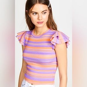 NWT Alice + Olivia Kenia ruffle sleeve top